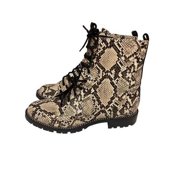 Express Snakeskin Back Zip Combat Boots Women's Size 7 Shoes - Picture 3 of 9
